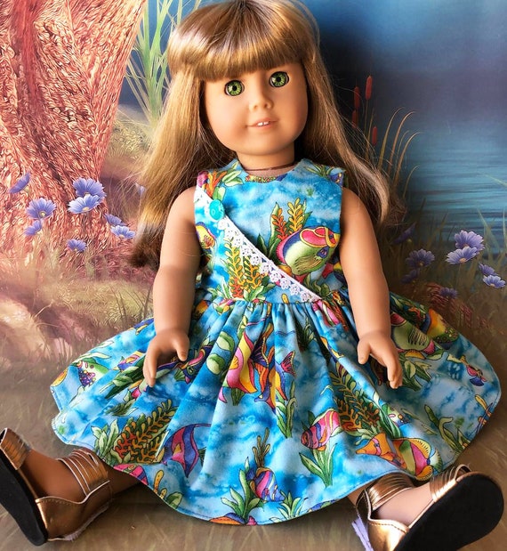 TROPICAL FISH OCEAN Sea Life 18 American Girl Doll & Like Sizes Chatty  Cathy O.O.A.K. Handmade Dress With Lace Comes on Pink Hanger -  Canada