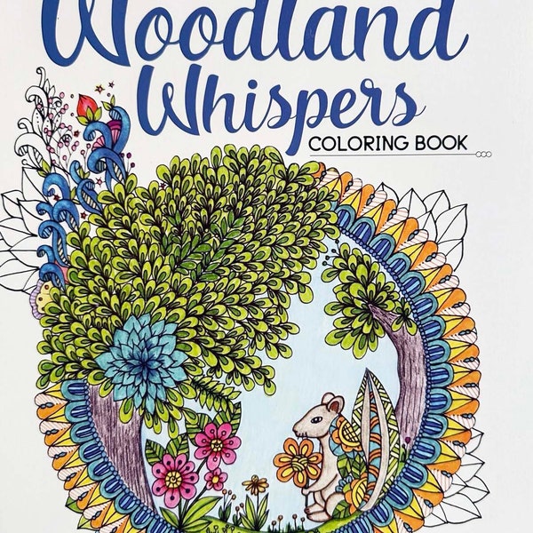 WOODLAND WHISPERS KC Doodle Art Cloring Book Krisa Bousquet How to with Color Guide Quality White Paper Gnomes Foxes Whimsical