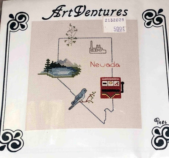 Art Ventures Cross Stitch STATE of NEVADA KIT From 1986 Fabric Etsy