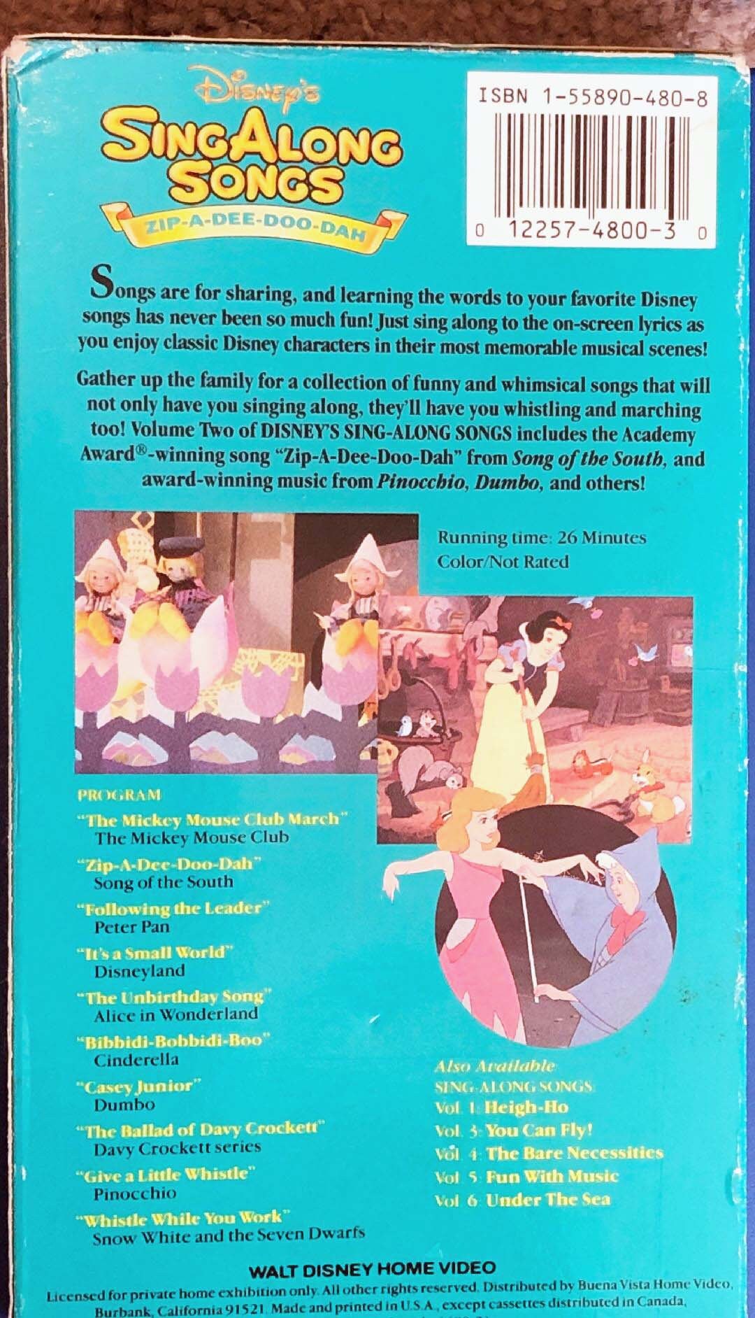 大割引 SOUTH of SONG DISNEY V.H.S. Zip-a Songs Singalong Tape Video その他