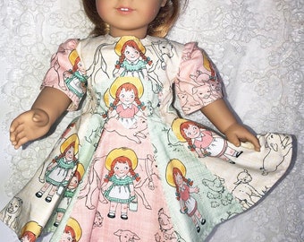 FARM MILK GIRL Handmade 18" American Girl Dress Riley Blake  Hidden Pockets with Pigs Handmade One of Kind