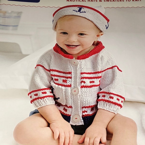 New SEASIDE Baby KNITS Debby Ware NAUTICAL Designs Sweater Hats Threads Select Sailor Hat Seashell Sun Bonnet Splish Splashing Hot Lobster