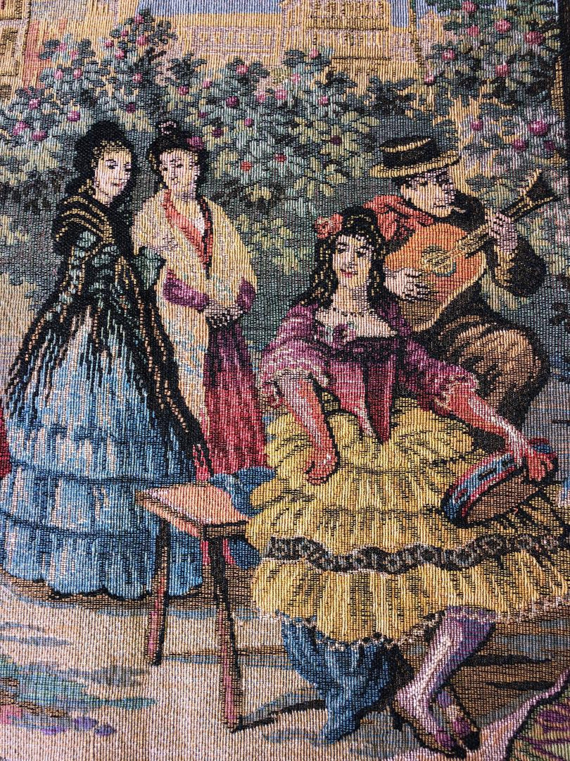 VINTAGE TAPESTRY HORSE Spanish Scene Buildings Women People Etsy