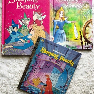 3 DISNEY SLEEPING BEAUTY Childrens Kids Hardbound Books Little Golden Wonderful World of Disney  Vintage Out of Production
