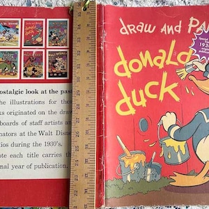 DISNEY DONALD DUCK Oversized Draw and Paint Book Special Edition from 1930&#39;s Original Publication 11&quot; x 15&quot; Antique Collectibles Book