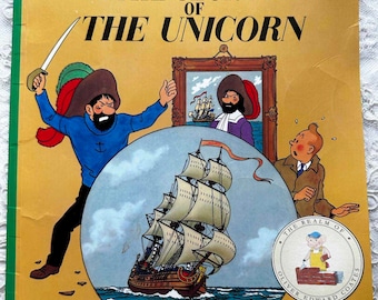 HERGE ADVENTURES of TINTIN The Secret of The Unicorn Softbound Book Little, Brown from 1974