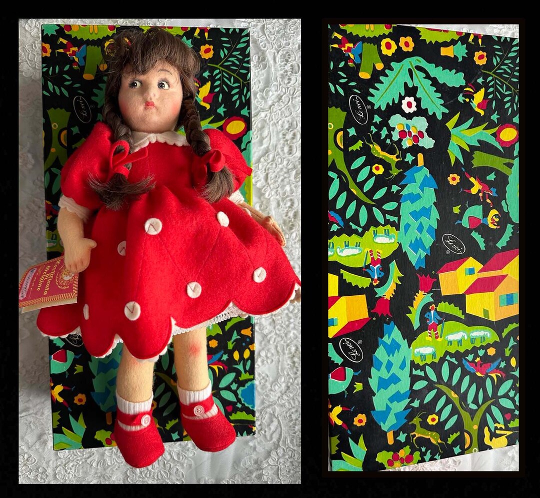 VINTAGE LENCI ITALIAN Art Felt 13" Doll Luigina 1985 in Original Box
