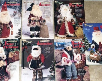 Plastic Canvas 7 OLD WORLD SANTAS Dun Che Julebukker Jultomte U.S.A. Pere Noel  Norwegian Swedish France More