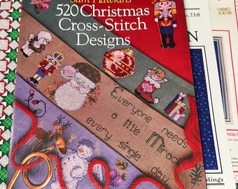 VINTAGE CHRISTMAS COUNTED Original Cross Stitch Books, Leaflets, Sam Hawkins Cross Eyed Cricket More