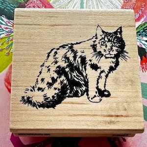 STAMPABILITIES CAT RUBBER Wood Mounted Stamp Great for Paper Crafting and Card Making 2-1/4&quot; x 2-1/4&quot; New Unused