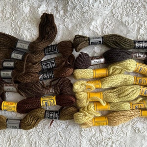 BIG LOT of 100% WOOL for Tapestries Brown Main Colors D.M.C. and Anchor  15 Skeins
