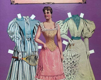 1890s ANTIQUE FASHION PAPER Dolls From Boston Children's Museum Uncut Original Dover 1984 Publication 2 Dolls & 30 Costumes