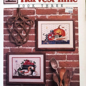 CHARLES WYSOCKI HARVEST Time Book Three Dimensions 7 Pages Cross Stitch Charts Red & Black Inked Charts from 1985 Vintage O.O.P.