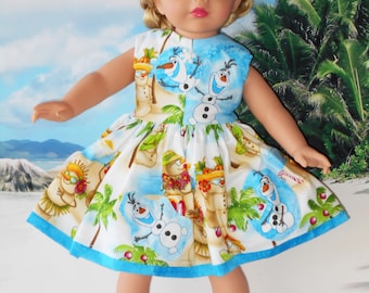 DISNEY FROZEN OLAF the Snowman Summer Theme 18" American Girl Doll Outfit Also will fit Chatty Cathy & Same Size Dolls Handmade