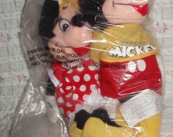 SPIRIT OF MICKEY Minnie & Mickey Bean Bags Factory Sealed Smokefree Home New Condition From Long Ago Disney Store
