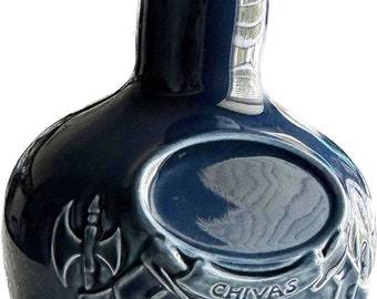 VINTAGE SPODE ENGLAND Liquor Bottle Chivas Brothers Limited Aberdeen Scotland Decorate Large Heavy Blue Bottle