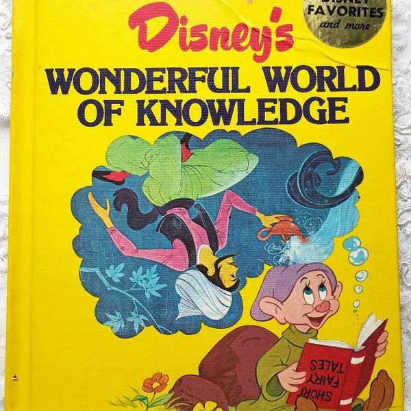 VINTAGE DISNEY HARDBOUND Disney's Wonderful World of Knowledge from 1982 Sleeping Beauty Snow White Hiawatha Cinderella Rapunzel Tinder Box