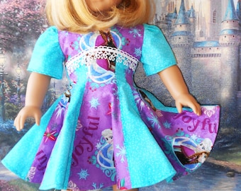 FROZEN ANNA & ELSA Handmade 18" American Girl Doll Dress  Christmas Snowflake Joy Disney