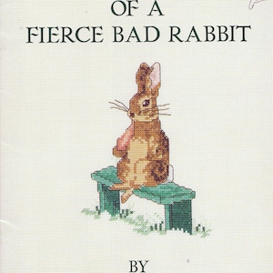 BEATRIX POTTER FIERCE Bad Rabbit Tale Green Apple Vintage Cross Stitch Booklet from 1991 Mint & a Beatrix Potter Pop-Up Card Book Jemima
