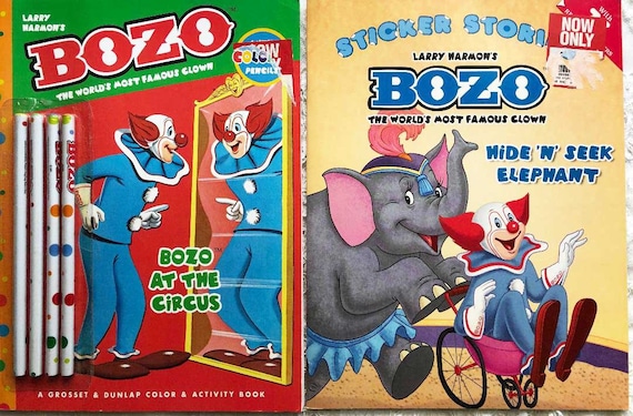 BOZO the CLOWN 2 Different BOOKS Circus Color With Pencils