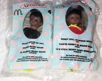 BLACK MINNIE MICKEY Mouse #3 and #4 Wendy Doll Mickey Boy Doll McDonalds from 2004 These mini dolls are jointed