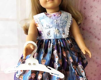 FROZEN 2 ANNA ELSA Olaf Kristoff Sven 18" American Girl Doll & Like Size Doll Dress Bloomers Set Plastic Hanger Earrings Free Gift available