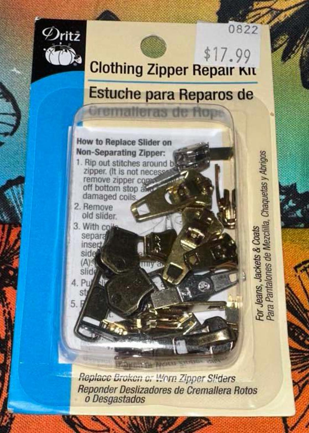Jacket Rip Repair Kit CLOTHING ZIPPER REPAIR Kit Brand New Dritz Brand for Jeans, Jackets and ...