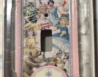 GUND BABY VICTORIAN Dolls Teddy Bears Cats  Porcelain Wall Switch Plate John Grossman Collecrtion