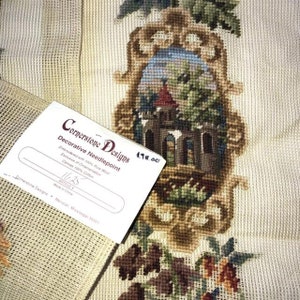 GORGEOUS CASTLE Pre-Worked NEEDLEPOINT Vintage Cornerstone Designs with 100% Pure Wool 100 Percent Cotton Canvas 9 x 65 Huge