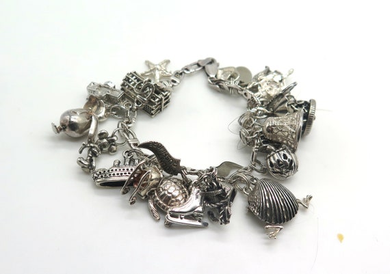 Vintage Sterling Silver Charm Bracelet Loaded