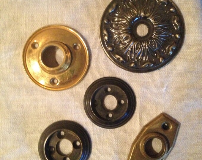Five Vintage Antique Escutcheon Plates Etsy