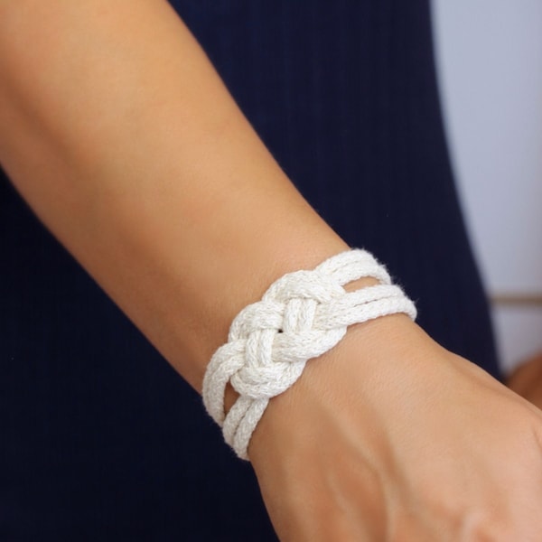 Infinity Knot Marine Bracelet White Rope Bracelet Trendy Rope Bracelet Nautical Knot Bracelet White Cord Sailor Knot Bracelet Rope Jewelry