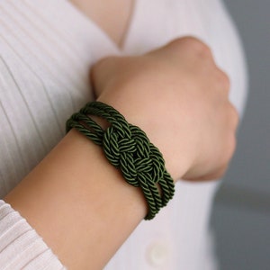 Forest Green Bracelet Rope Knot Bracelet Green Rope Bracelet Infinity Knot Bracelet Nautical Knot Bracelet Green Sailor Knot Cord Bracelet