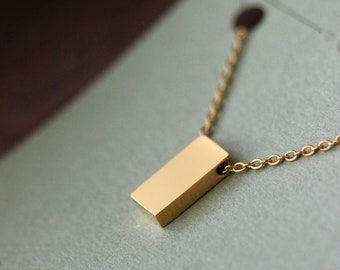 Minimalistische goudkleurige 3D rechthoekige hanger Geometrische minimalistische ketting Gouden geometrische hanger Unieke moderne ketting Eenvoudige gouden ketting