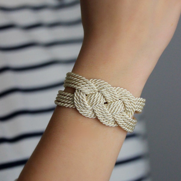 Sailor Knot Bracelet Ivory White Bracelet Rope Knot Bracelet Unique Infinity Knot Bracelet Nautical Knot Bracelet Nautical Style Jewelry