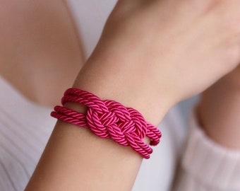Bright Pink Infinity Knot Bracelet Pink Rope Bracelet Nautical Rope Knot Bracelet Pink Bracelet Infinity Knot Jewelry  Marine Sailor Knot