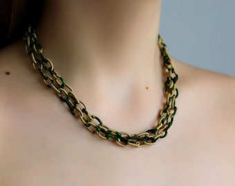 Fabric Chain Necklace Double Wrap Necklace Simple Everyday Big Link Chain Choker Trendy UniqueShort Necklace Minimalist Fabric Necklace