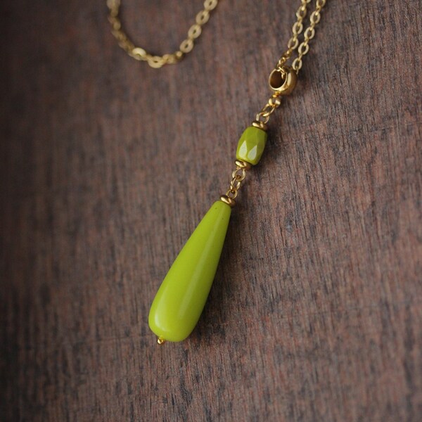 Groene Apple Agaat Stone Drop Hanger Groen-Gele Teardrop Hanger Unieke Vrouw Drop Ketting Dagelijkse Minimalistische Ketting Agaat Sieraden