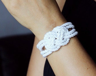 White Bracelet Knot Bracelet Rope Bracelet Sailor Knot White Cord Rope Knot Bracelet Nautical Bracelet Knot Nautical Knot Friendship Gift