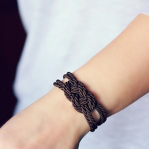 Dark Brown Bracelet Brown Rope Knot Bracelet Rope Bracelet Knot Cord Bracelet Nautical Sailor Knot Rope Jewelry Everyday Friendship Bracelet image 4