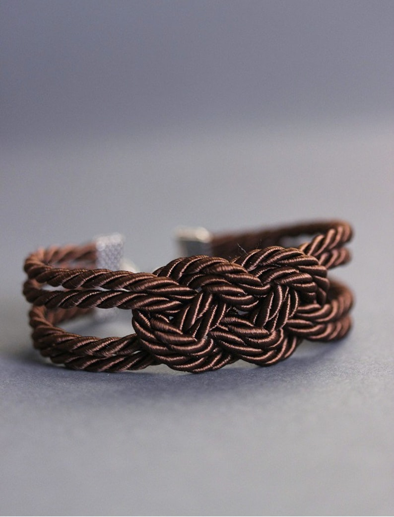 Dark Brown Bracelet Brown Rope Knot Bracelet Rope Bracelet Knot Cord Bracelet Nautical Sailor Knot Rope Jewelry Everyday Friendship Bracelet image 3