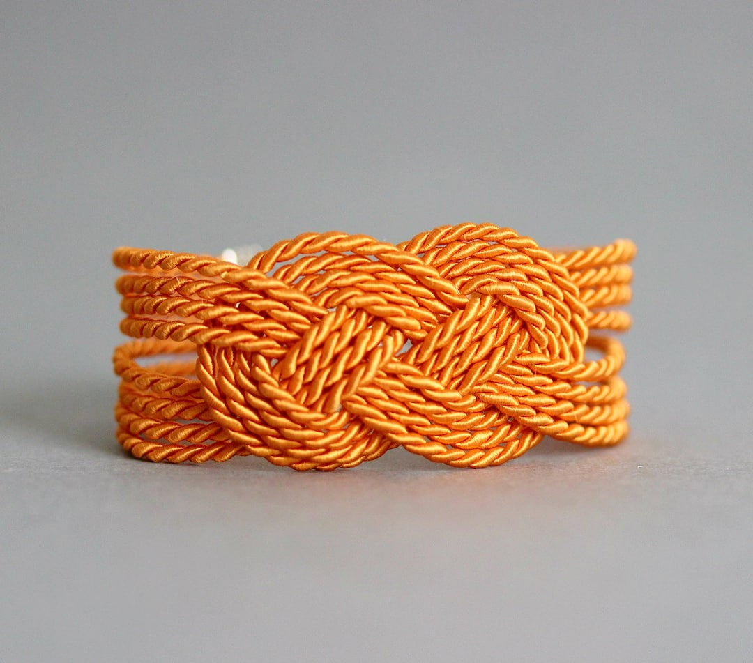 Orange Rope Bracelet Bright Sailor Knot Bracelet Nautical Bracelet