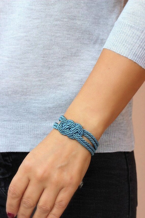 Blue Rope Knot Bracelet Nautical Infinity Knot Bracelet Rope Etsy