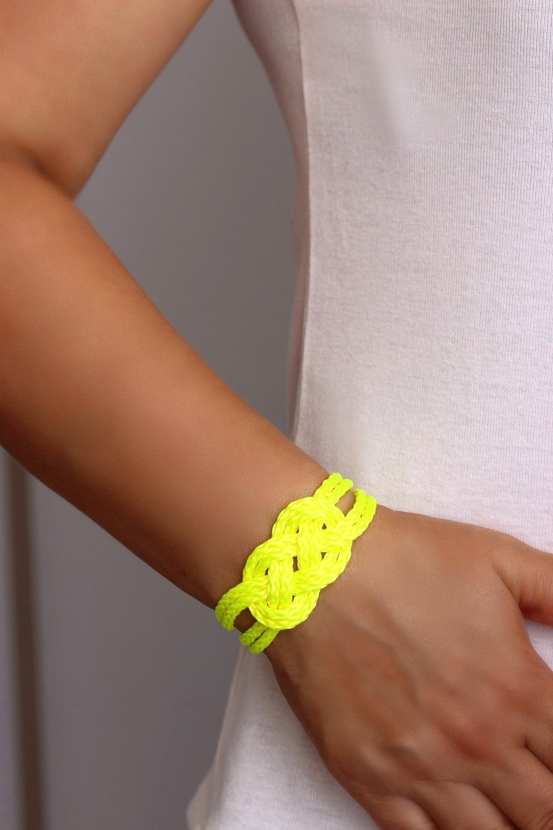 Neon Yellow Rope Bracelet Bright Summer Bracelet Fluorescent Yellow ...