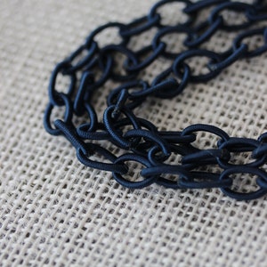 Chain Necklace Multistrand Blue Fabric Chain Necklace Silver Blue Necklace Multistrand Necklace Textile Chain Necklace Marine Sea Jewelry image 7