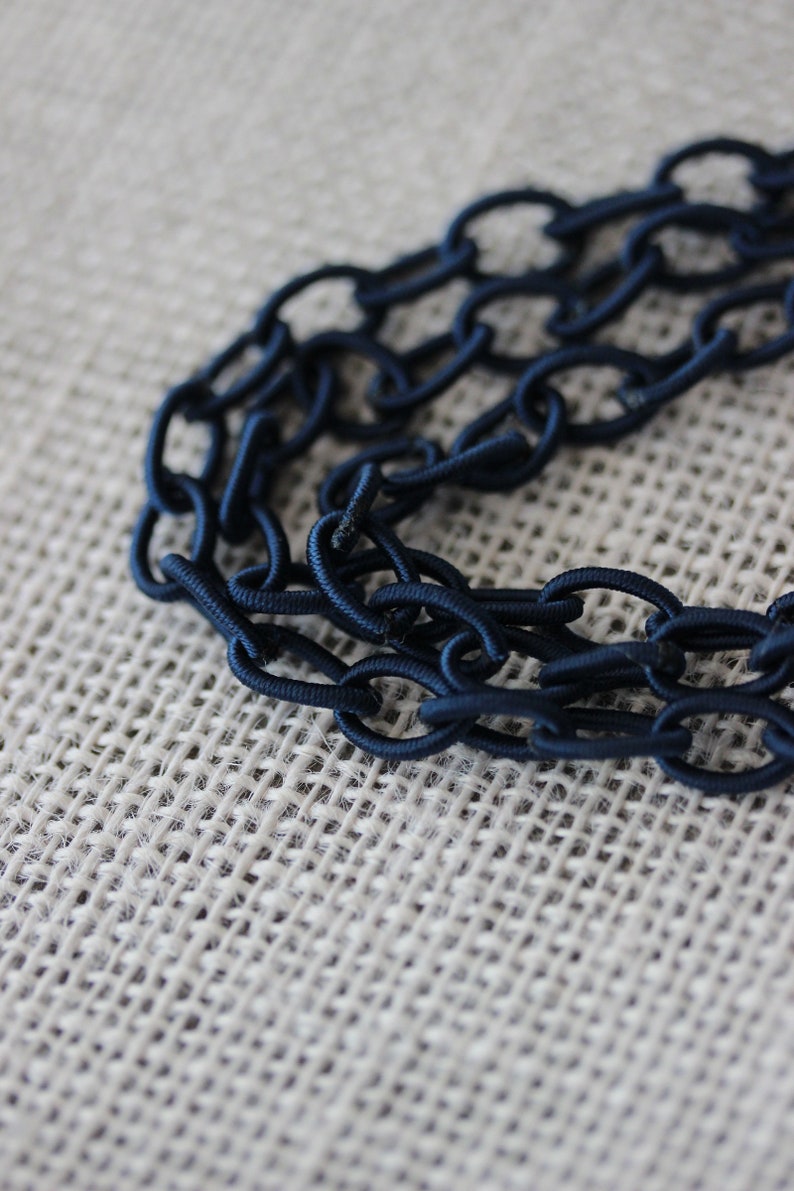 Chain Necklace Multistrand Blue Fabric Chain Necklace Silver Blue Necklace Multistrand Necklace Textile Chain Necklace Marine Sea Jewelry image 7