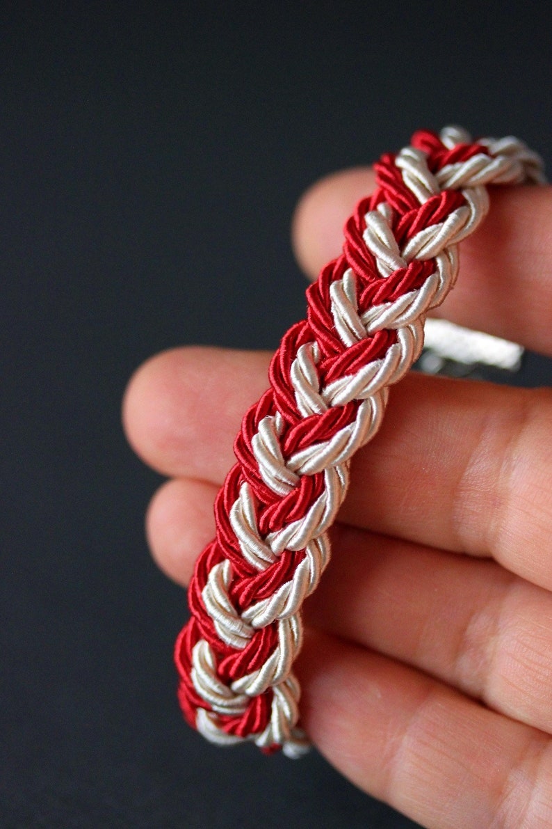 Braided Cord Bracelet Summer Red White Rope Bracelet Turks Head Knot Bracelet Sailor Beach Bracelet Rope Jewelry Unique Marine Bracelet Gift image 5