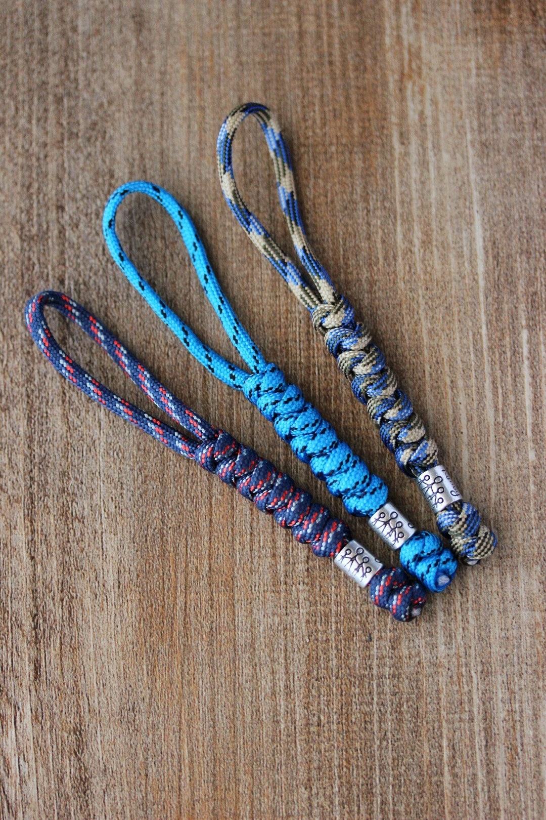 Braided Paracord Keychain With Silver Metal Bead Knife Lanyard Paracord