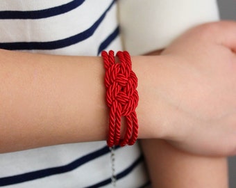 Red Bracelet Rope Knot Bracelet Red Rope Bracelet Sailor Knot Bracelet Nautical Style Bracelet Nautical Knot Friendship Nautical Jewelry