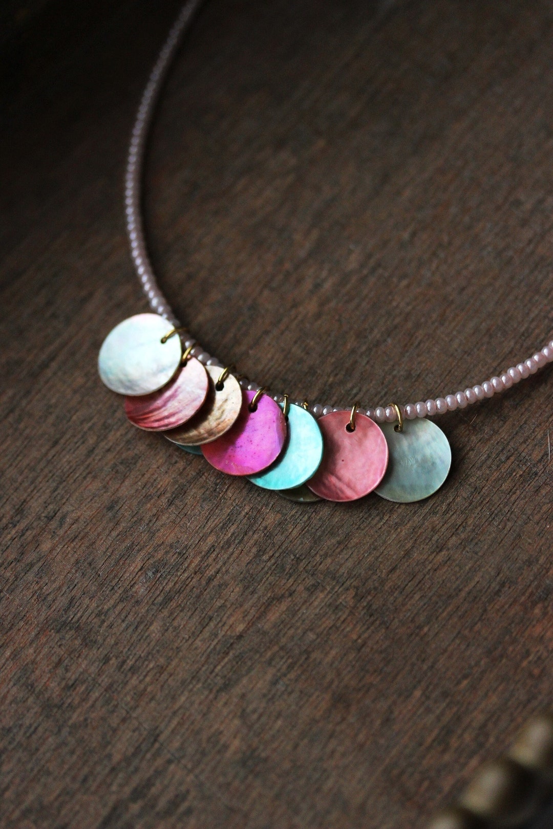 Mixed Bead Shell Pendant Necklace main image 1